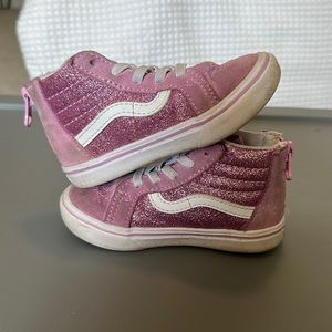 Girls Pink High Top Glitter Vans